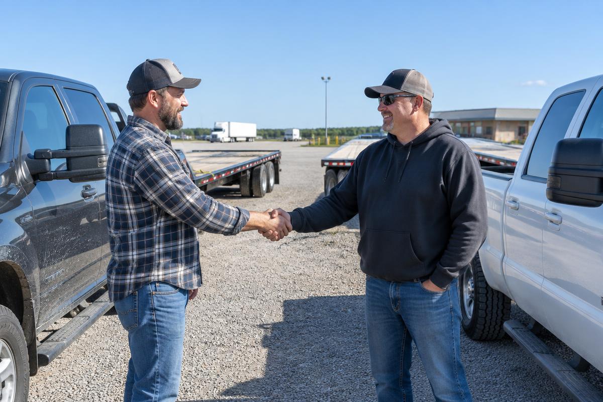 Two haulers shaking hands